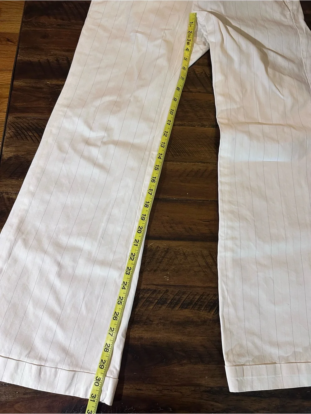 Banana Republic Linen Blend Wide Leg Pants Cream Pinstripe Size 4 EUC | Coastal